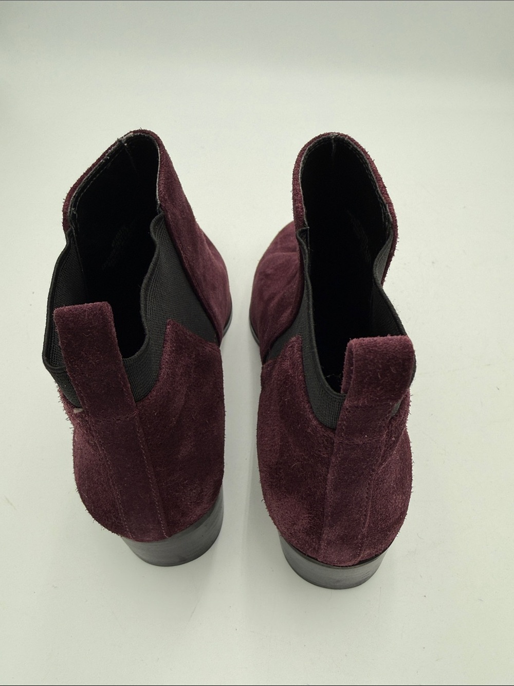Marc Fisher Burgundy Suede Pointed Chelsea Booties women 9M pull on casual retro - Picture 5 of 16